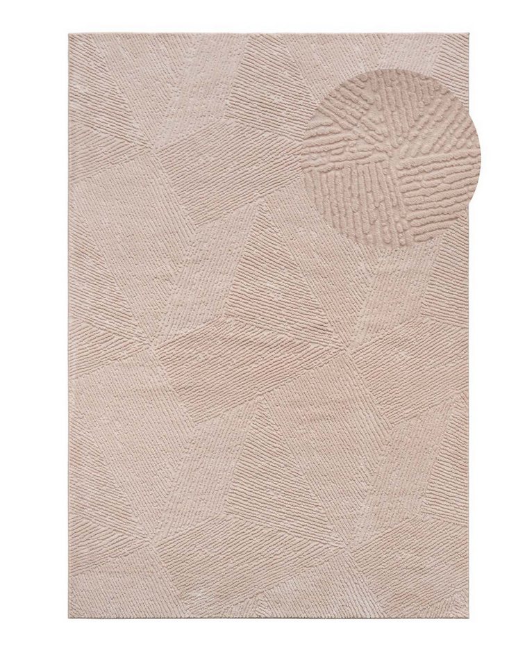 TaraCarpet Teppich TaraCarpet Homestyle 389 Fresco, rund, Höhe: 10 mm, Fresco hoch-tief weich waschbar beige 80x80 rund Bild 4