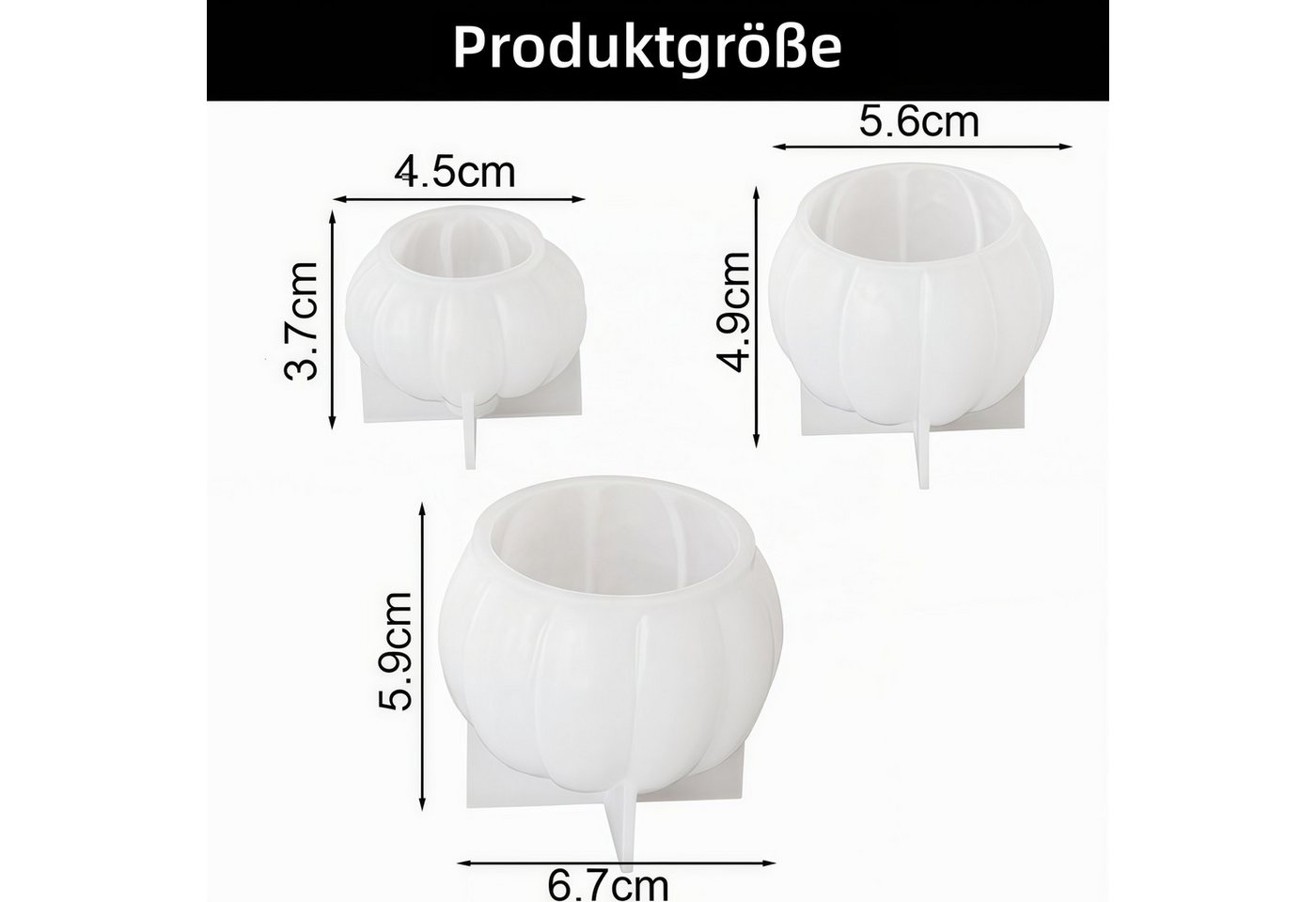 FOUORTUNATE-BEE Silikonform 3er Set Kürbis-Silikonformen für Kerzen & Halloween-DIY, (3-tlg), Kürbisformen für Duftkerzen, Seife & kreative Bastelprojekte Bild 3