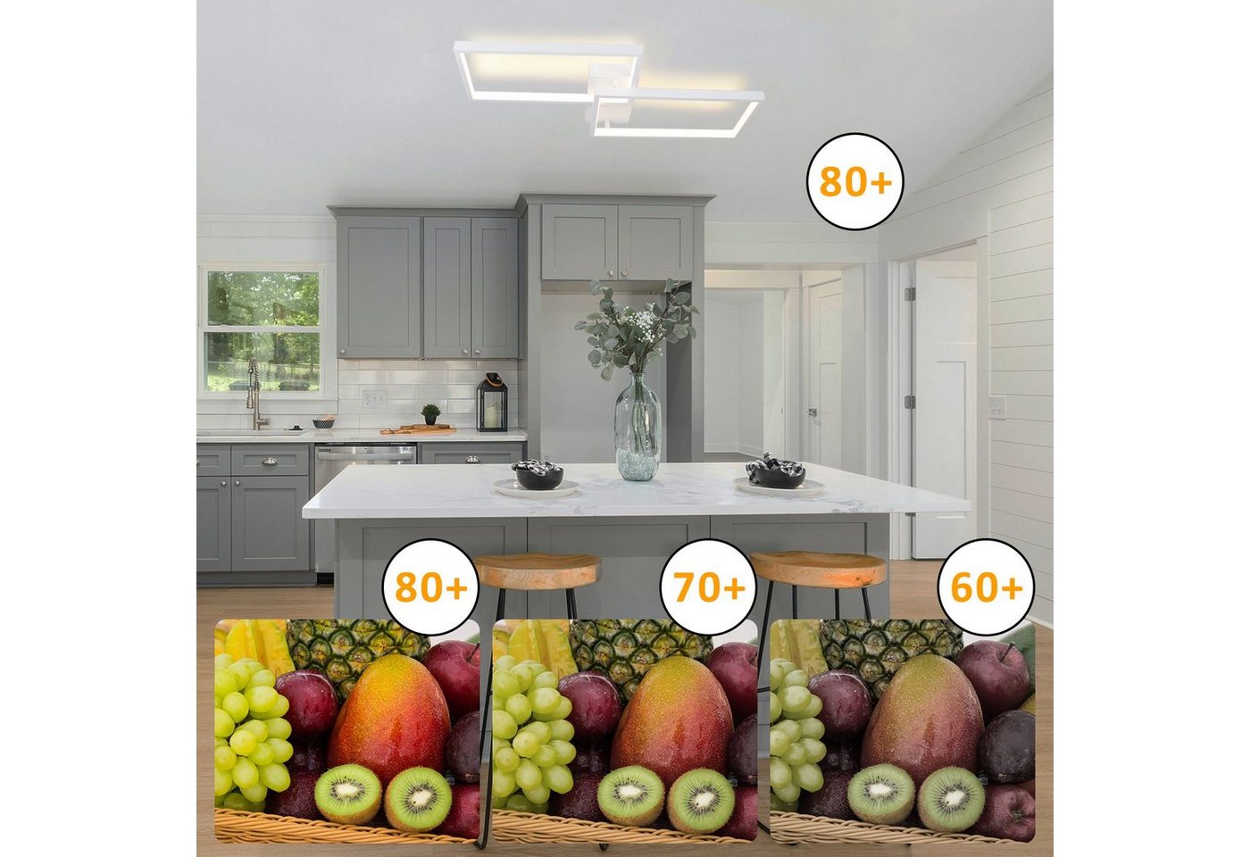 Nettlife LED Deckenleuchte Stufenlos dimmbare LED-Deckenleuchte, Dimmbar mit Fernbedienung, LED fest integriert, Warmweiß, Neutralweiß, Kaltweiß, für Wohnzimmer Schlafzimmer Küche Esszimmer Arbeitszimmer Bild 4