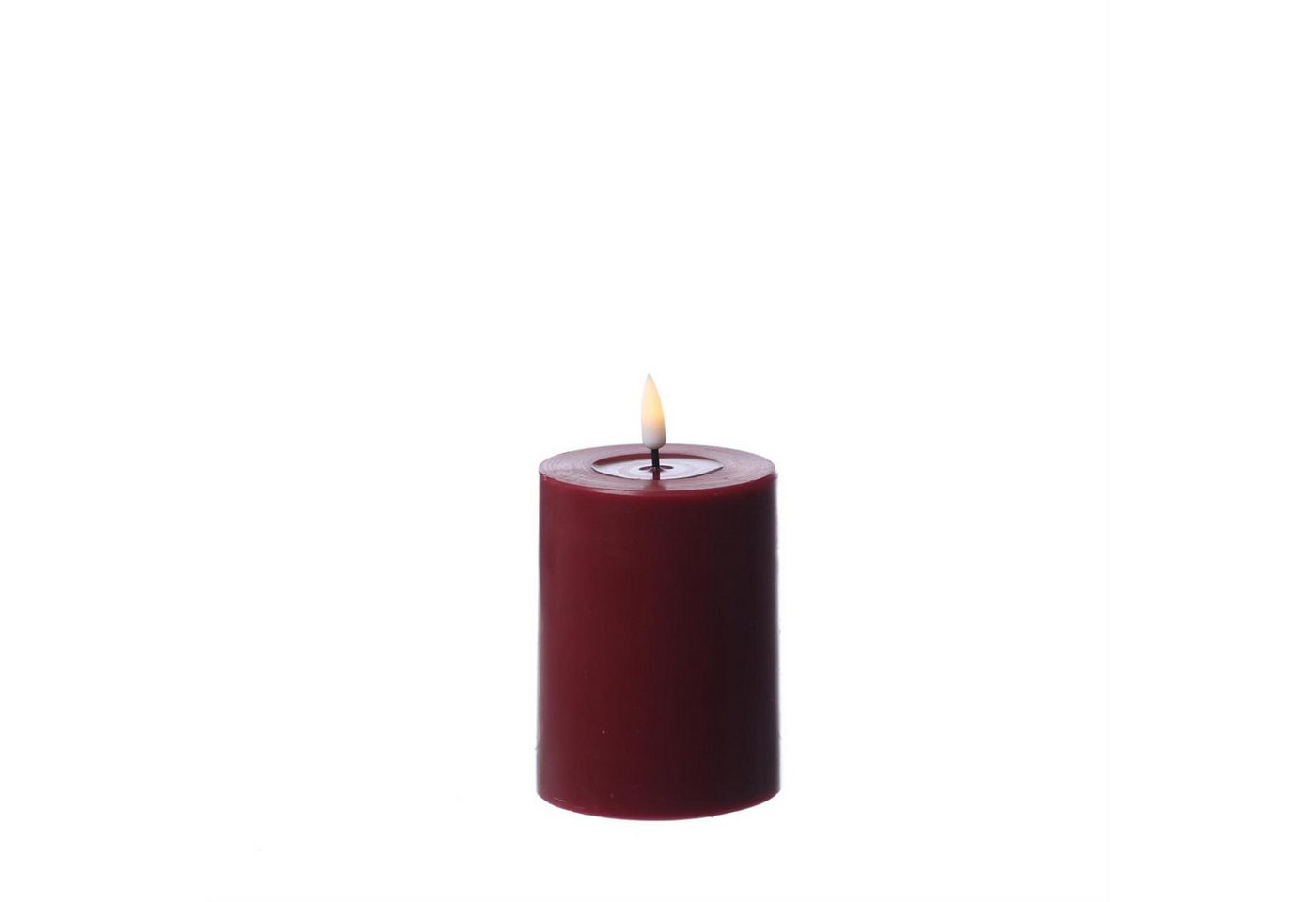 Deluxe Homeart LED-Kerze Mia Echtwachs Wachsspiegel flackernd H: 10cm D: 7,5cm bordeauxrot, LED Classic, warmweiß (2100K bis 3000K) Bild 3