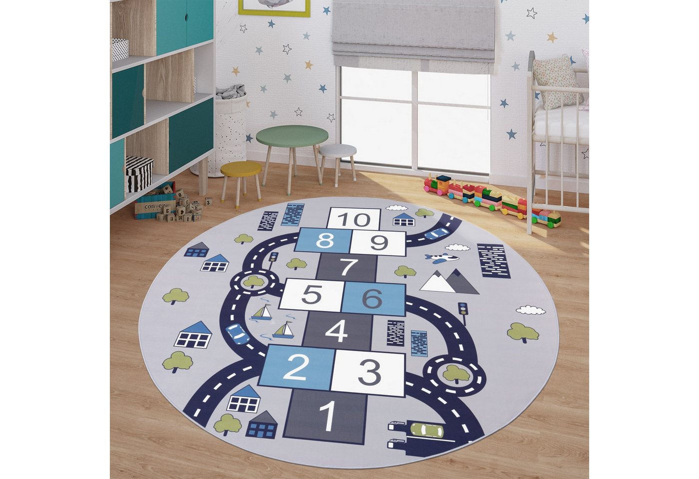 TT Home Teppich Kinderzimmer, Rund, Höhe: 4 mm, Kinderzimmerteppich Teppich Junge Mädchen Kinderteppich Baby Rutschfes Bild 5