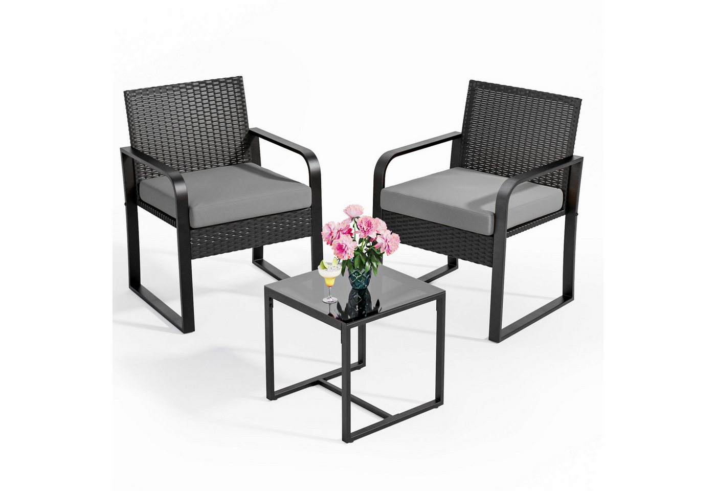 Bealife Balkonset,Garten Balkonmöbel-Sets(3er Set), Bestehend aus zwei Einzelsitzen und einem Tisch Bild 3