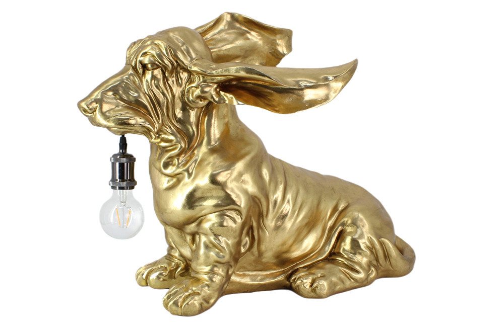 riess-ambiente Tischleuchte DACKEL 70cm gold – Hunde-Skulptur, handgefertigt, Statement Piece, keine besonderen Funktionen, ohne Leuchtmittel, ikonische Deko-Objekt als Leuchte – ideal für Sideboard & Wohnbereich Bild 2