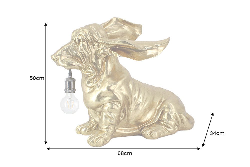 riess-ambiente Tischleuchte DACKEL 70cm gold – Hunde-Skulptur, handgefertigt, Statement Piece, keine besonderen Funktionen, ohne Leuchtmittel, ikonische Deko-Objekt als Leuchte – ideal für Sideboard & Wohnbereich Bild 4