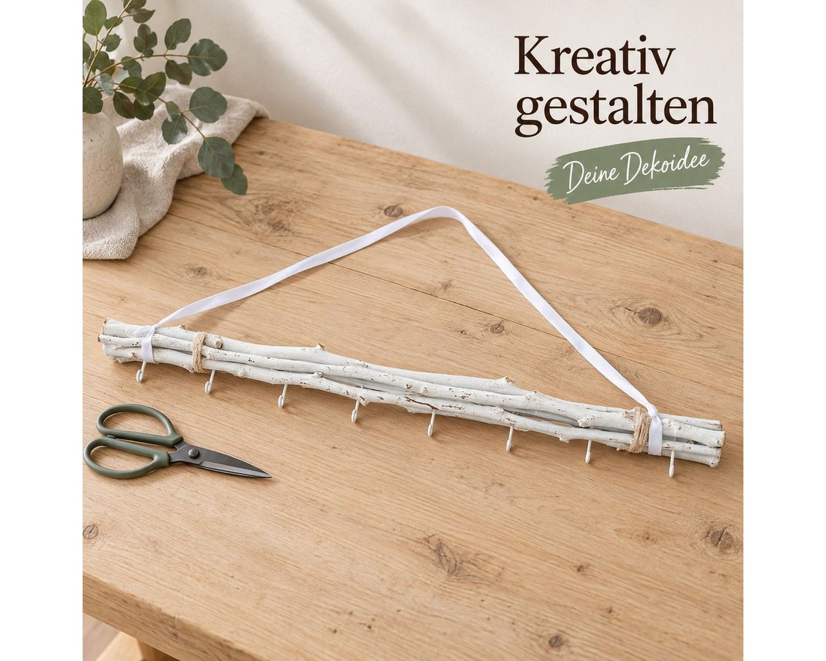 NaDeco Bastelnaturmaterial Maulbeeren Bündel weiß ca. 80cm, mit 8 Haken und Kordel Bild 2