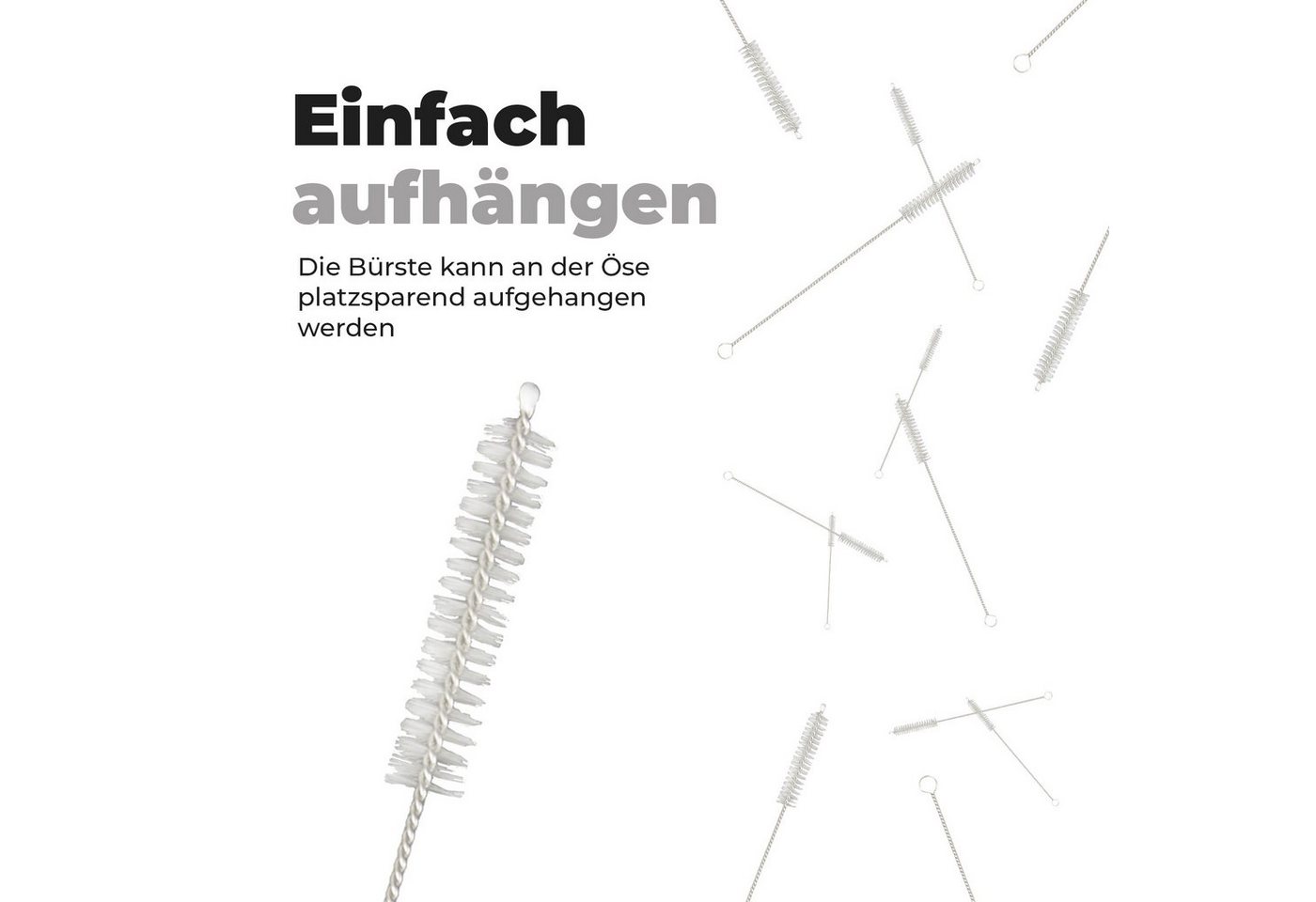 Bestlivings Trinkhalme verschiedene Sets, (2 teilig), wiederverwendbare Reinigungsbürste mit Nylon Borsten Bild 2
