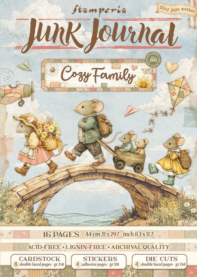 Stamperia Motivpapier Junk Journal Book Cozy Family, 16 Blatt