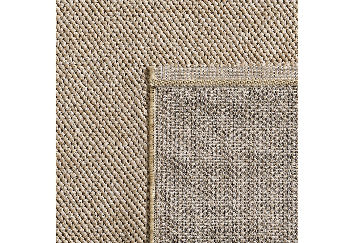 Teppium Teppich Unicolor - Einfarbig, Rechteckig, Höhe: 7 mm, Schlafzimmer Teppich Bettumrandung Läufer Set 3 teilig Beige