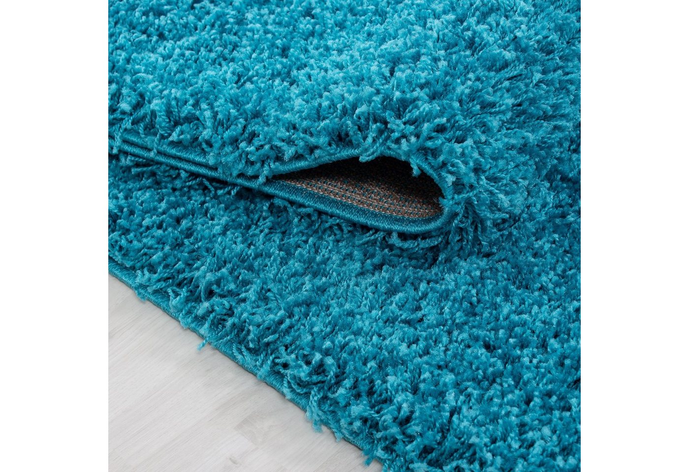 Teppium Teppich Unicolor - Einfarbig, Rechteckig, Höhe: 30 mm, Schlafzimmer Teppich Bettumrandung Läufer Set 3 teilig Türkis