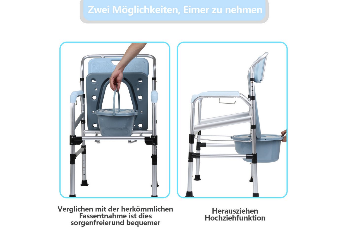 Clanmacy Toiletten-Stuhl Toilettenstuhl Nachtstuhl Toilettenhilfe WC Stuhl Feststehend Stuhl