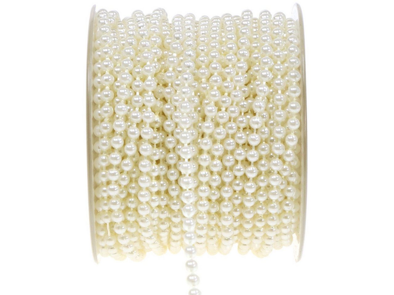 Mabella Decorbänder GmbH Bastelperlen Perlenband Crème 4mm 20m für Hochzeit Deko und Basteln Bild 2