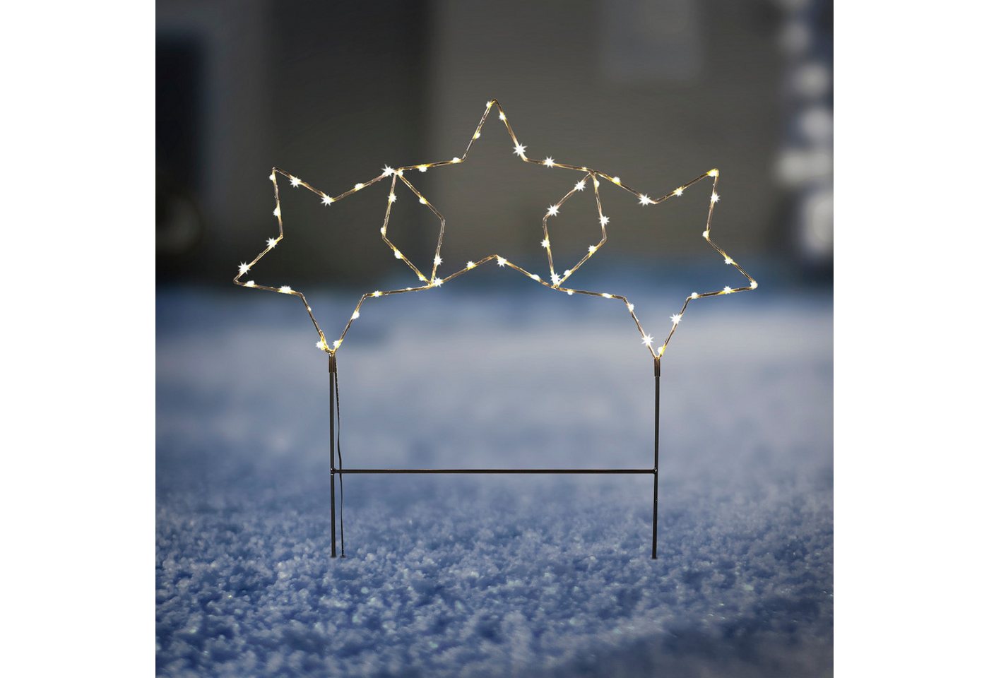 Meinposten Gartenstecker Stern LED Weihnachtsbeleuchtung Batterie Timer warmweiß 60x60 cm (1-St) Bild 2