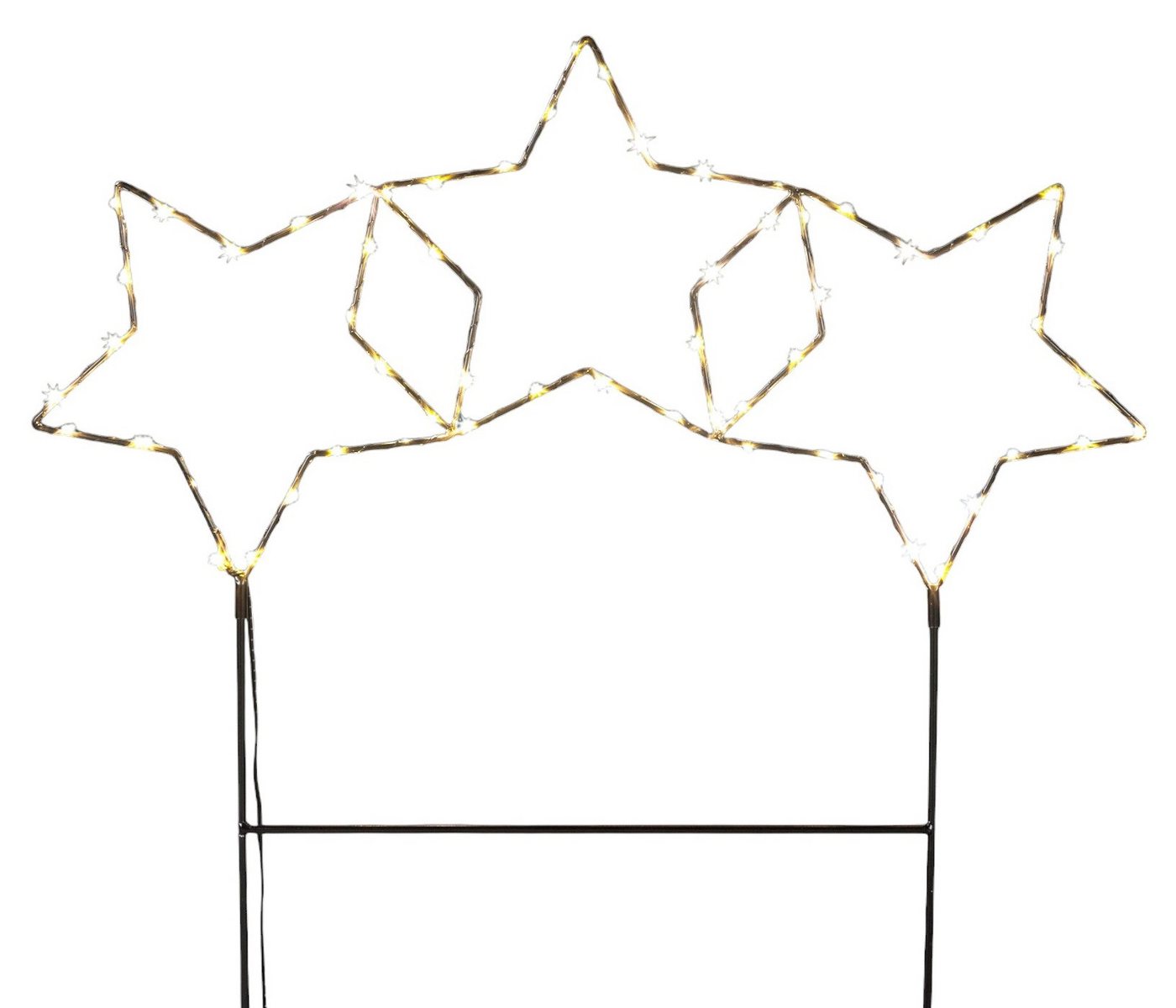 Meinposten Gartenstecker Stern LED Weihnachtsbeleuchtung Batterie Timer warmweiß 60x60 cm (1-St) Bild 3