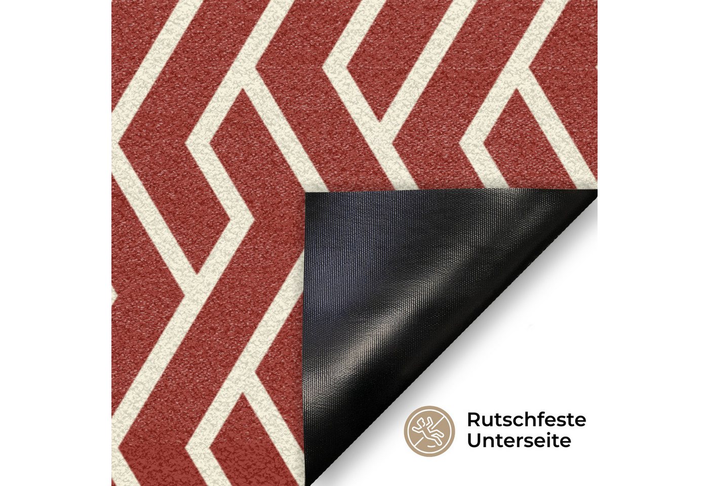 MuchoWow Fußmatte Rot - Beige - Muster - Linien, Rechteckig, innen Schmutzfangmatte, Tür, Schmutzfänger Flur, Teppich 60x40 cm Bild 4