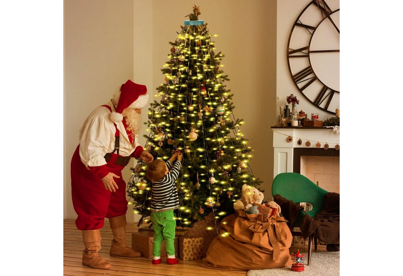 MUPOO LED-Baummantel 2025 Neu LED Baummantel Weihnachtsbeleuchtung Lichterkette Mit Ring, 8 Modi,Timer und Speicherfunktion, 31V Energiesparen Lichterkette