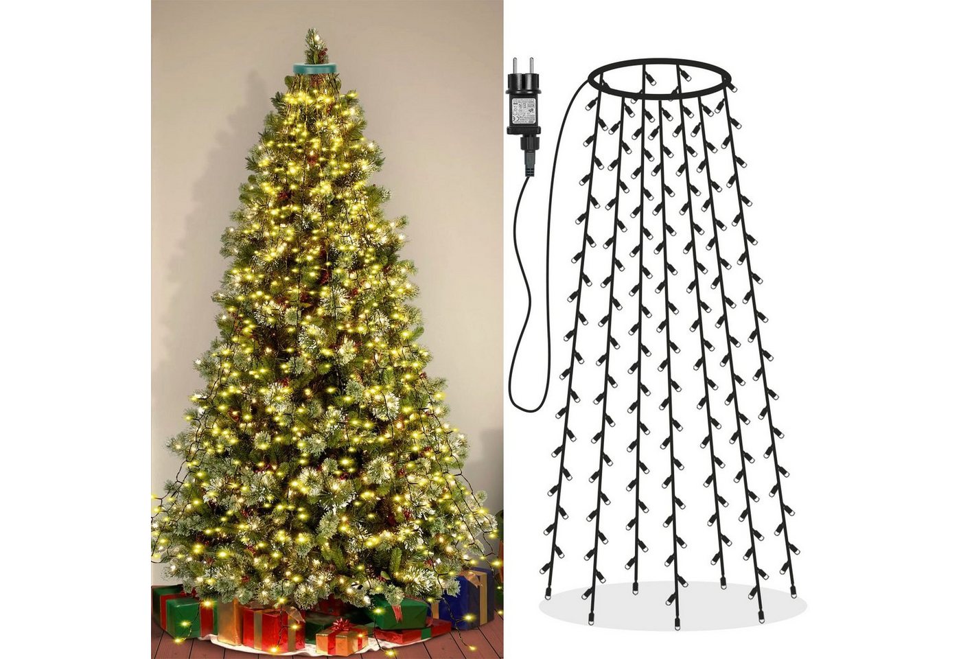 MUPOO LED-Baummantel 2025 Neu LED Baummantel Weihnachtsbeleuchtung Lichterkette Mit Ring, 8 Modi,Timer und Speicherfunktion, 31V Energiesparen Lichterkette Bild 3