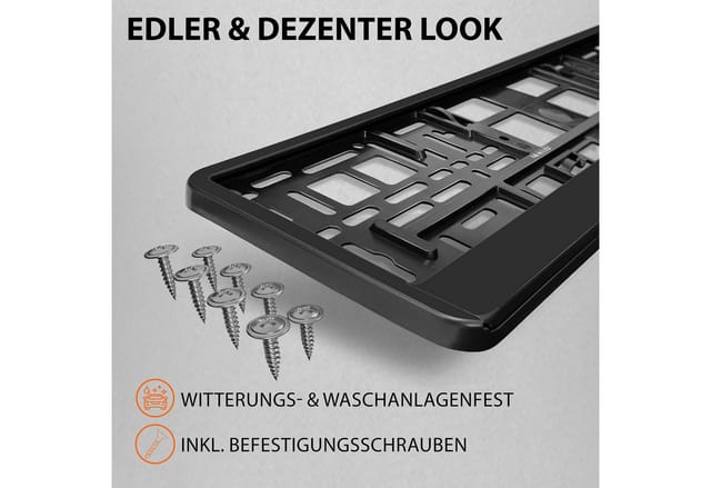 L & P Car Design Kennzeichenhalter für Auto in schwarz Nummernschild Kennzeichenhalterung, (2 Stück)