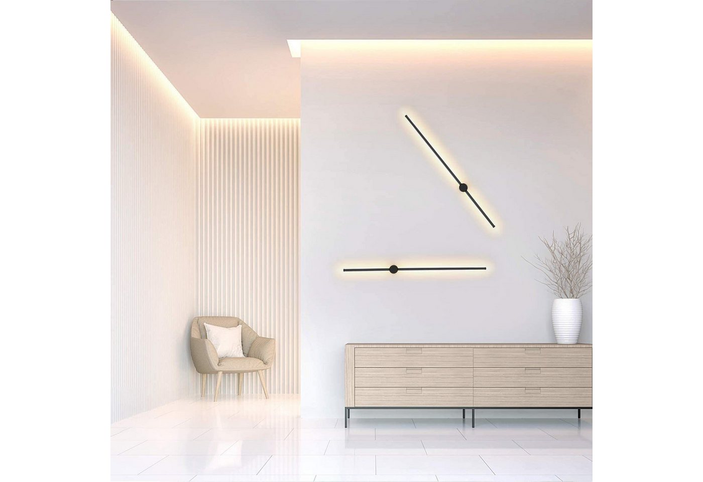 Nettlife LED Wandleuchte 60/100CM Schwarz Modern Flurlampe Wandlampe, Schwenkbar 90°, LED fest integriert, Warmweiß, für Wohnzimmer Schlafzimmer Flur Treppenhaus Bett Küche
