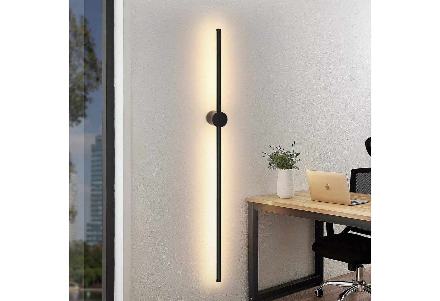 Nettlife LED Wandleuchte 60/100CM Schwarz Modern Flurlampe Wandlampe, Schwenkbar 90°, LED fest integriert, Warmweiß, für Wohnzimmer Schlafzimmer Flur Treppenhaus Bett Küche Bild 5