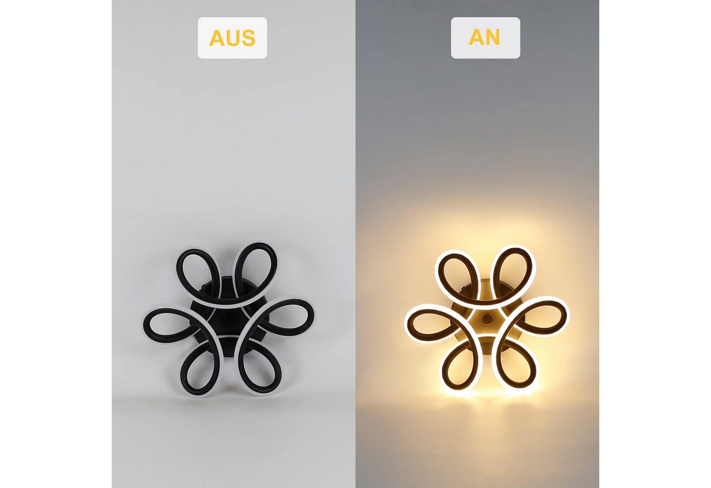 ZMH LED Deckenleuchte Blütenform ø26 x 9 cm, Deckenlampe Metall Acryl, 3000K 1360 Lumen, LED fest integriert, Warmweiß, für Flur Schlafzimmer Küche Wohnzimmer