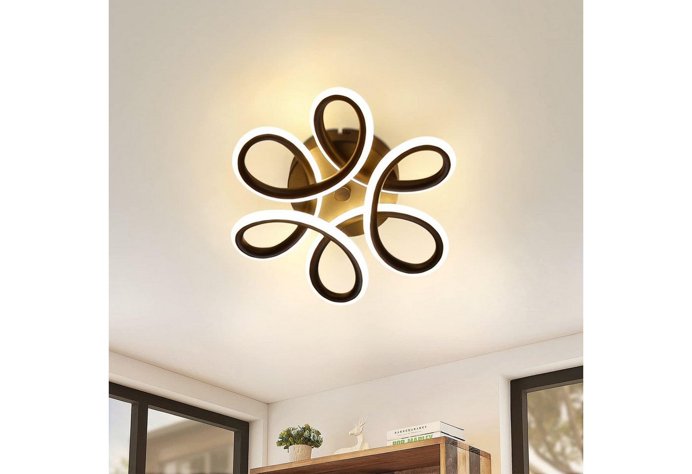 ZMH LED Deckenleuchte Blütenform ø26 x 9 cm, Deckenlampe Metall Acryl, 3000K 1360 Lumen, LED fest integriert, Warmweiß, für Flur Schlafzimmer Küche Wohnzimmer Bild 5
