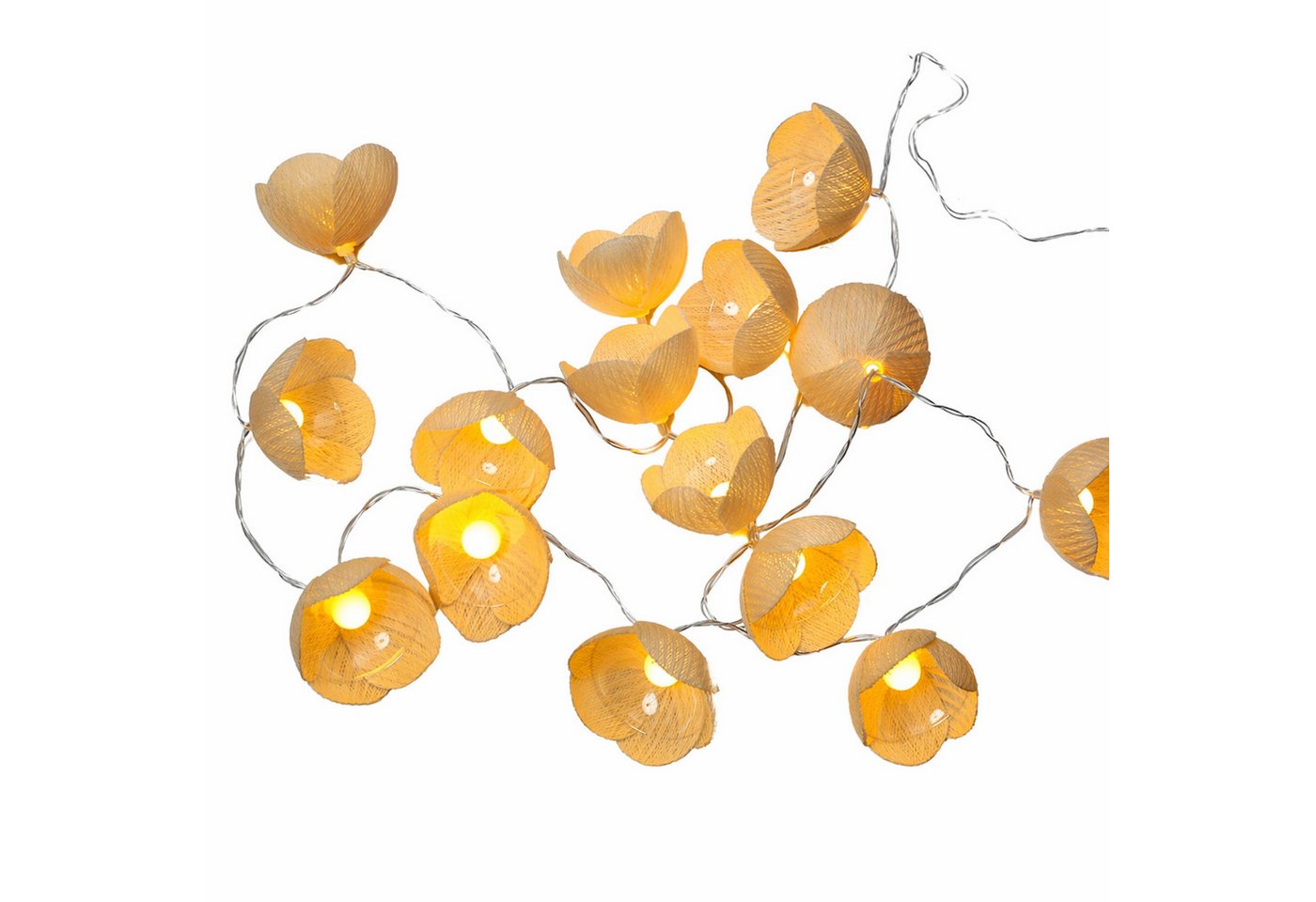 MARELIDA LED-Lichterkette Blumen Blumengirlande 15 weiße Blüten Timer L: 1,4m für Außen, 15-flammig Bild 4