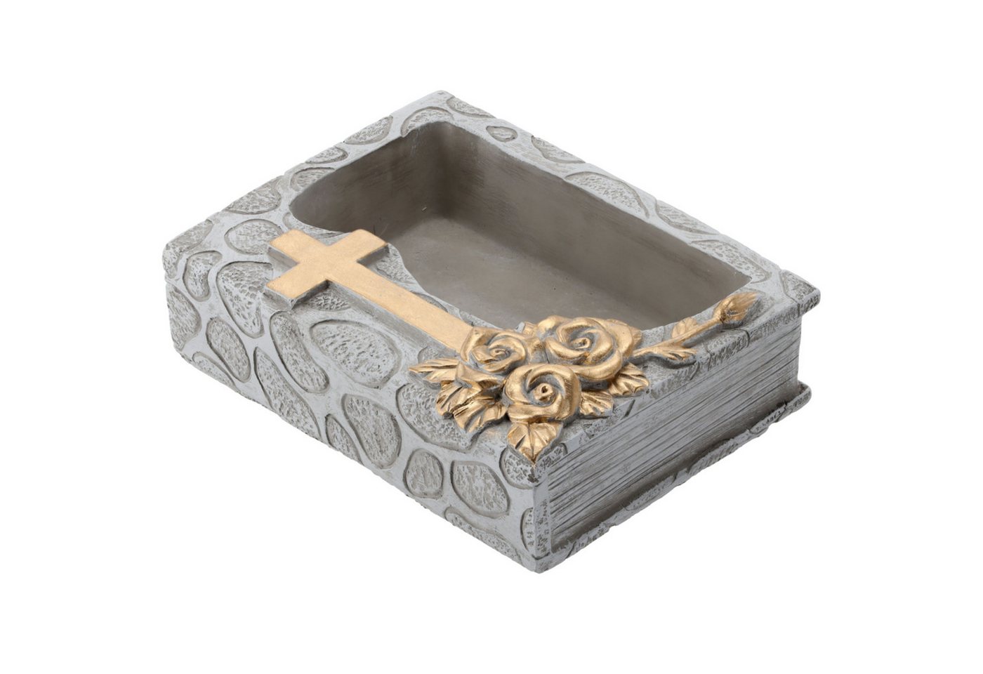Sarcia.eu Pflanzkübel Grabtopf aus Zement in Buchform mit Kreuz, Übertopf, 22 x 16,5 x 6 cm Bild 3