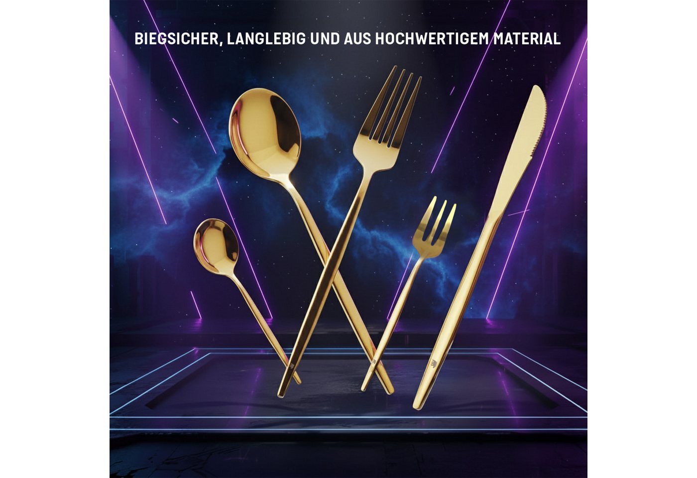 Roxlin Besteck-Set Roxlin Besteckset 30-tlg Standard Design, Gold/Schwarz/Rosa/Silber, 6 Personen, Edelstahl Bild 3