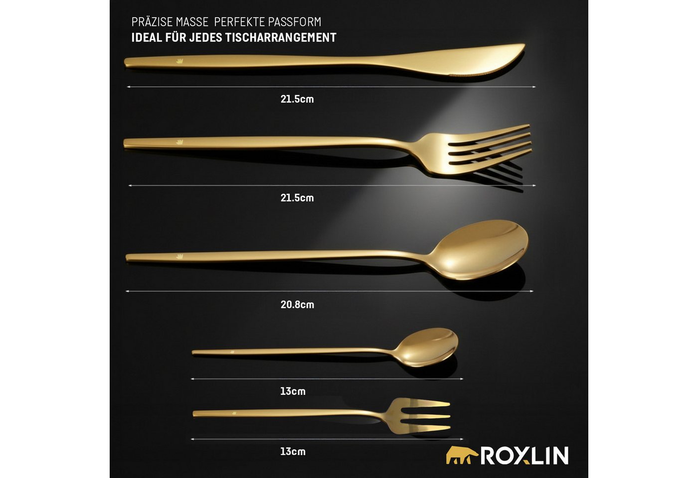 Roxlin Besteck-Set Roxlin Besteckset 30-tlg Standard Design, Gold/Schwarz/Rosa/Silber, 6 Personen, Edelstahl Bild 4
