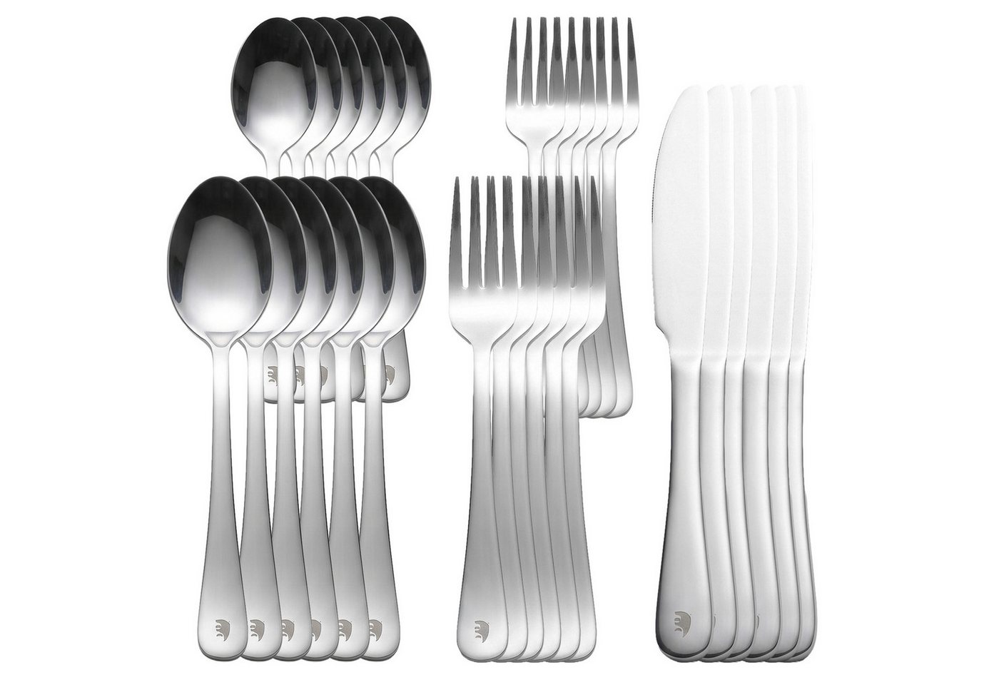 Roxlin Besteck-Set Roxlin Besteckset 30-tlg Plain Design Edelstahl, Gold/Schwarz/Silber, 6 Personen, Edelstahl