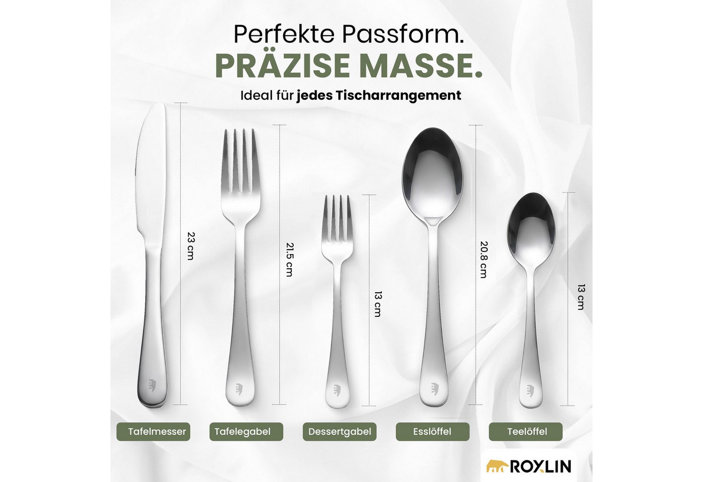 Roxlin Besteck-Set Roxlin Besteckset 30-tlg Plain Design Edelstahl, Gold/Schwarz/Silber, 6 Personen, Edelstahl Bild 2