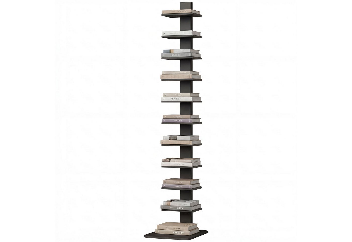MC Star Bücherregal Modernes, 11-stöckiges Hochregal im Industrial-Stil, platzsparend, 34,5 x 41,5 x 163,5 cm, Schwarz Bild 2