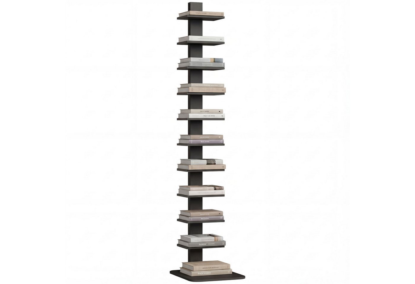 MC Star Bücherregal Modernes, 11-stöckiges Hochregal im Industrial-Stil, platzsparend, 34,5 x 41,5 x 163,5 cm, Schwarz Bild 4