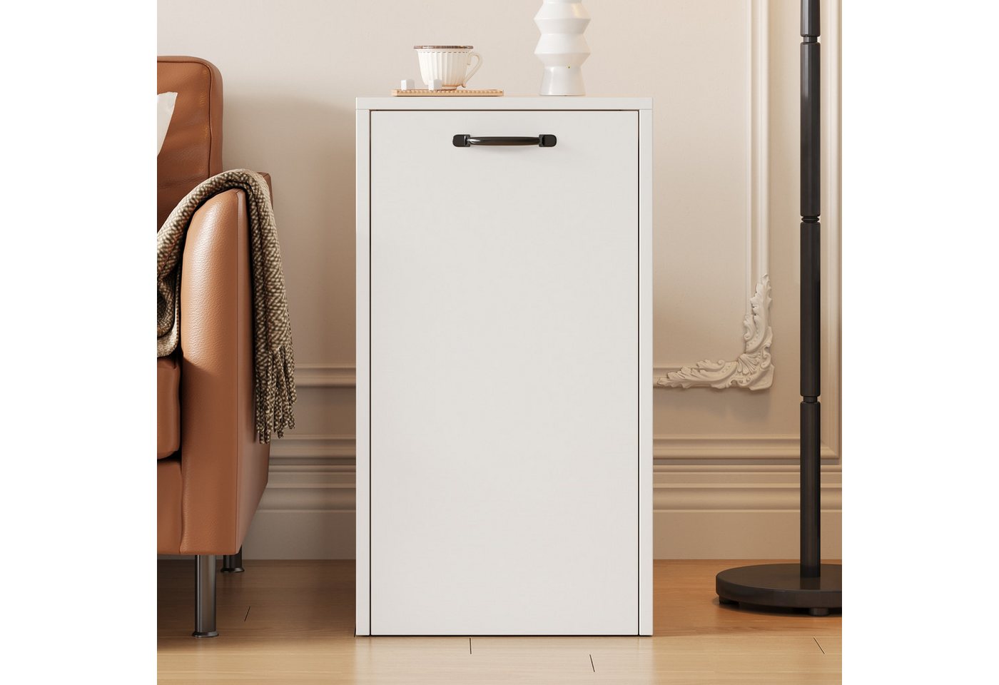 Flieks Aktenschrank Mehrzweckschrank Bücherregal, 2-stufiges Ausziehregal mit Rollen (1-St., 35x40x70 cm) Mobiler Büroschrank Bürocontainer Rollschrank mit Schubladen Weiß Bild 2