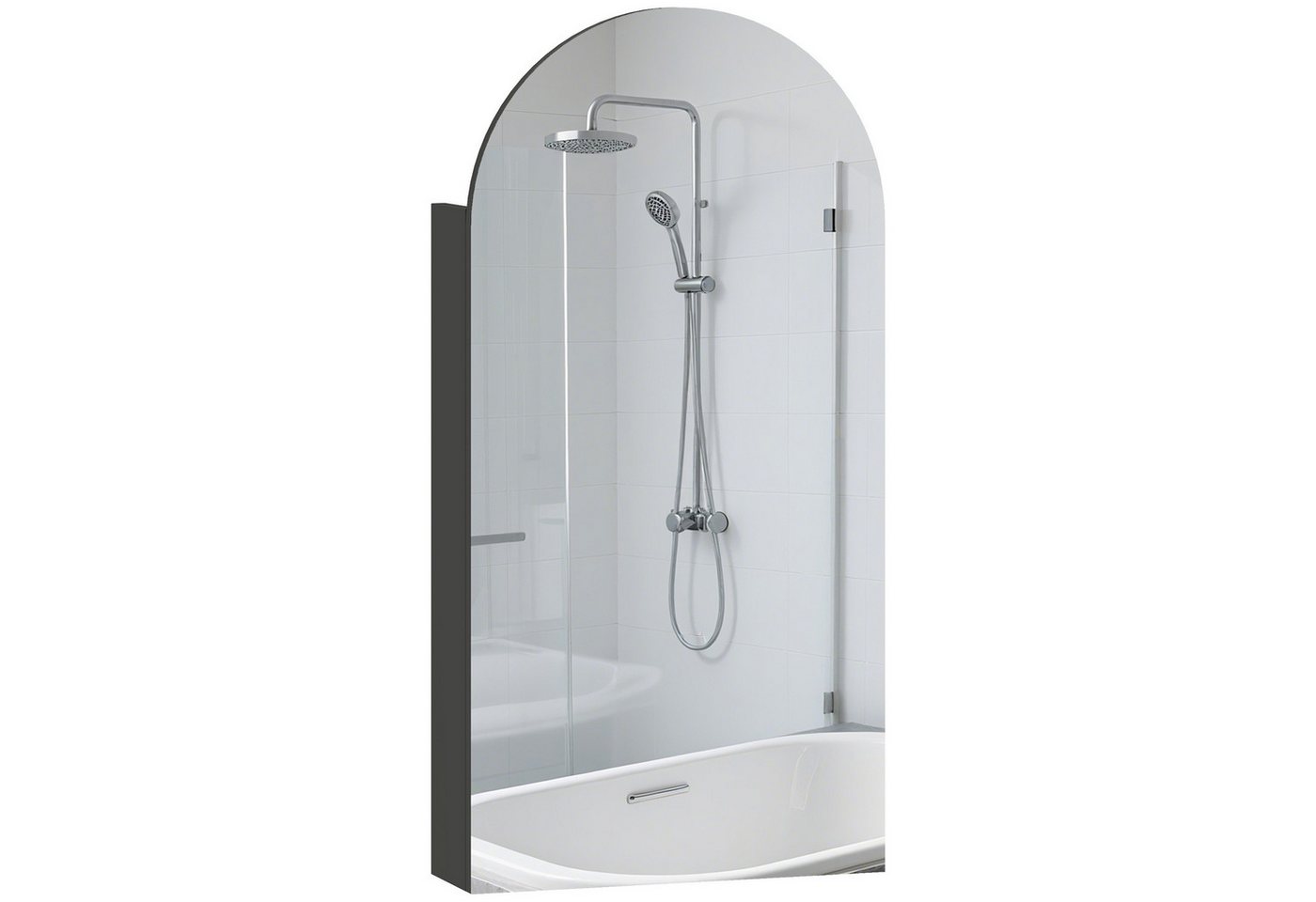 HOMCOM Spiegelschrank Hängender Badschrank mit Regalen (Set, 1-St., Spiegelschrank) Rahmenloser Bogenspiegel, Soft-Close, Glasböden Bild 3