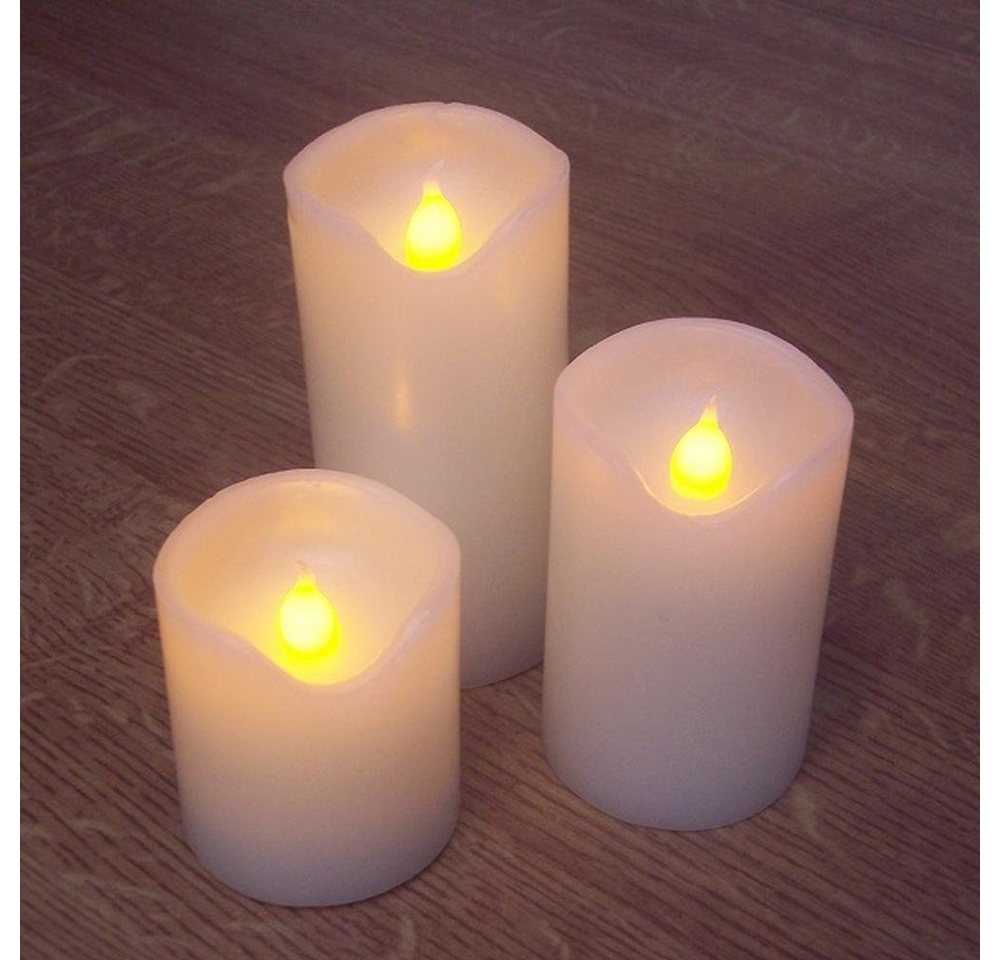 Nipach LED-Kerze DK49061 LED 3er flammenlose Echtwachskerzen ww