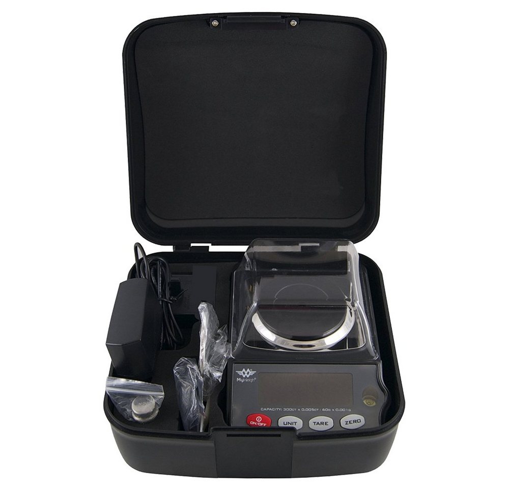 MyWeigh Feinwaage Gempro 300 Wägebereich 60g 0.001g - Laborwaage Präzisionwaage, Windschutz
