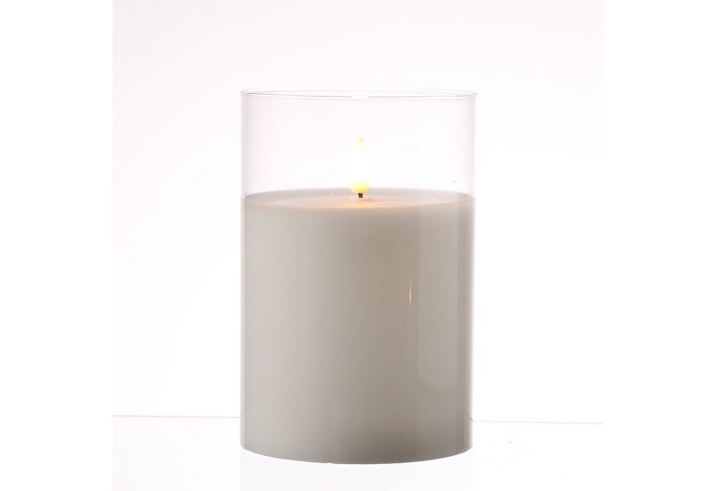 MARELIDA LED-Kerze LED Kerze im Glas Windlicht Echtwachs Timer H: 15cm D: 10cm weiß, LED Classic Bild 2