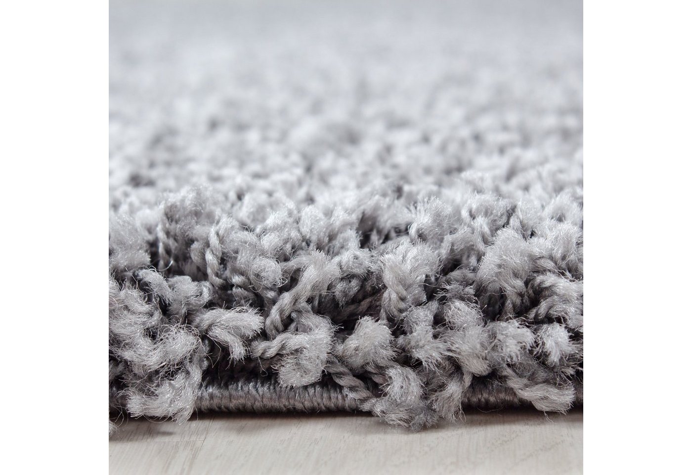 Stilvoll Günstig Hochflor-Teppich einfarbig für Wohnzimmer, Rund, Höhe: 30 mm