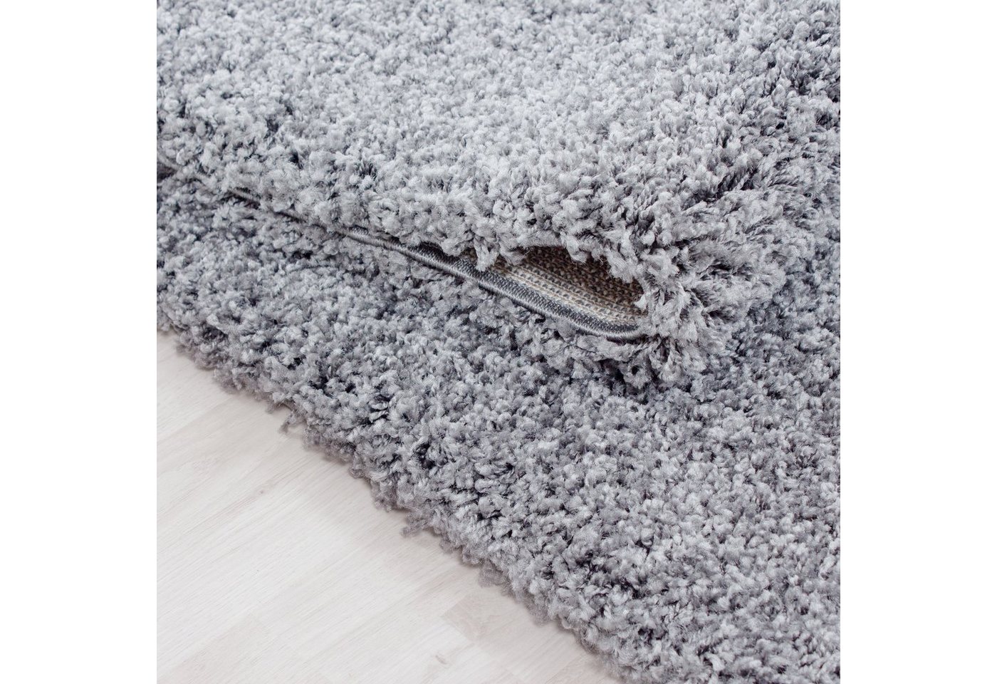 Stilvoll Günstig Hochflor-Teppich einfarbig für Wohnzimmer, Rund, Höhe: 30 mm Bild 2