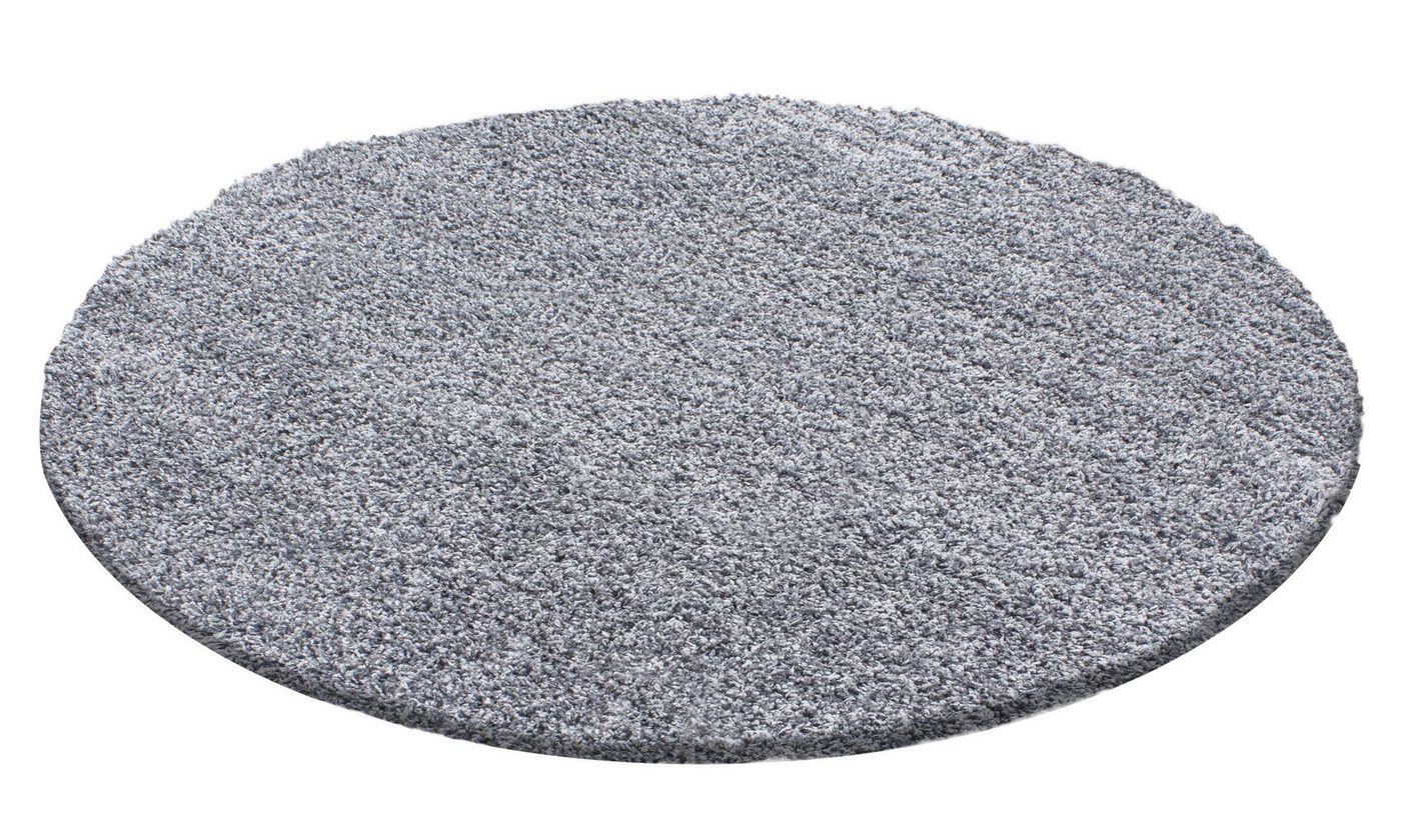 Stilvoll Günstig Hochflor-Teppich einfarbig für Wohnzimmer, Rund, Höhe: 30 mm Bild 3