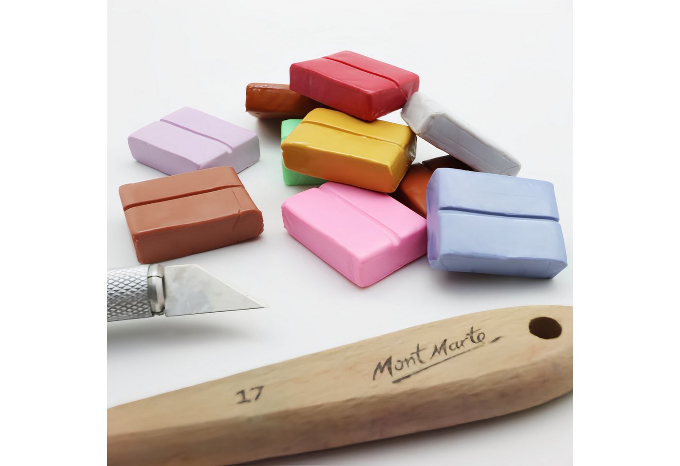 Mont Marte Modelliermasse Polymer Clay–10 Metallic Farben 100g–Weiche Modelliermasse,Ofenhärtend (10-tlg), gleichmäßige Struktur, leicht zu formen,töpfern, modellieren & basteln