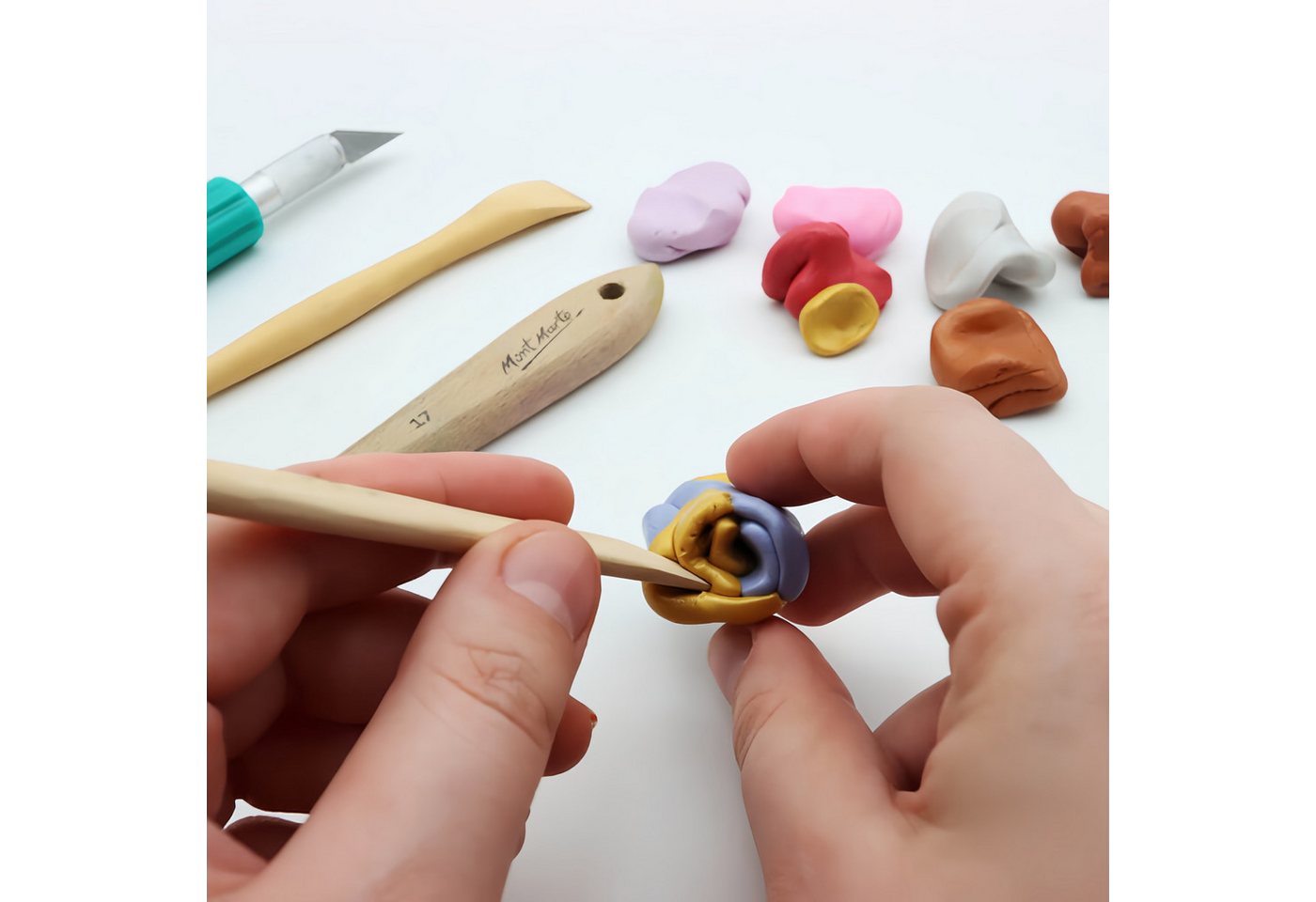 Mont Marte Modelliermasse Polymer Clay–10 Metallic Farben 100g–Weiche Modelliermasse,Ofenhärtend (10-tlg), gleichmäßige Struktur, leicht zu formen,töpfern, modellieren & basteln Bild 2