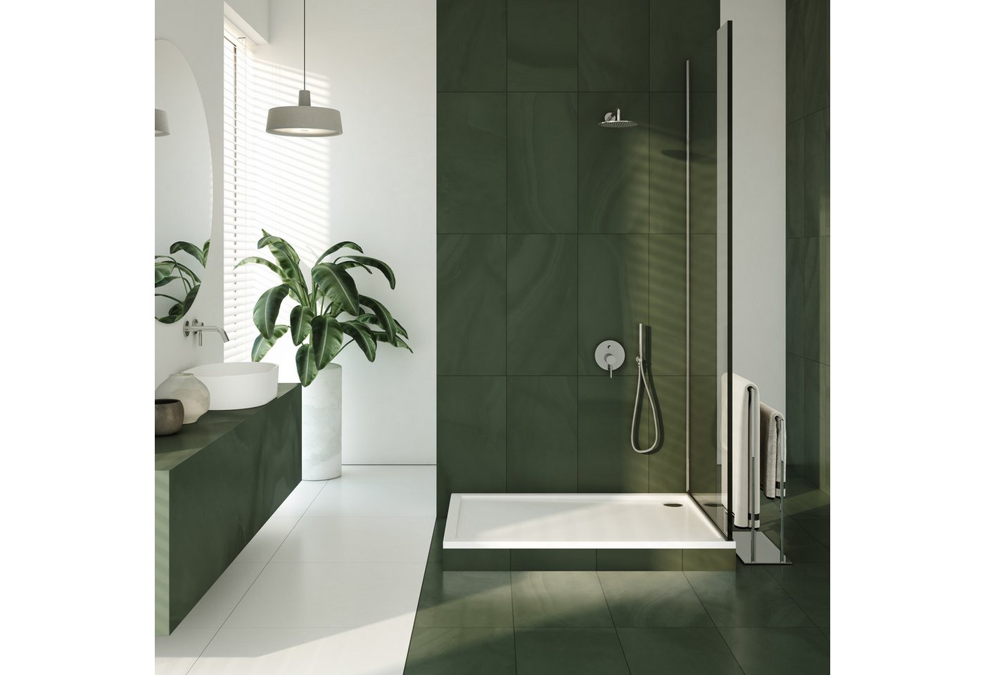 Aquabad® Duschwanne BASIC Smooth White, Rechteck, Acryl, 1-St., Duschwanne + Styroporträger + Ablaufgarnitur, 80x100 cm Bild 3