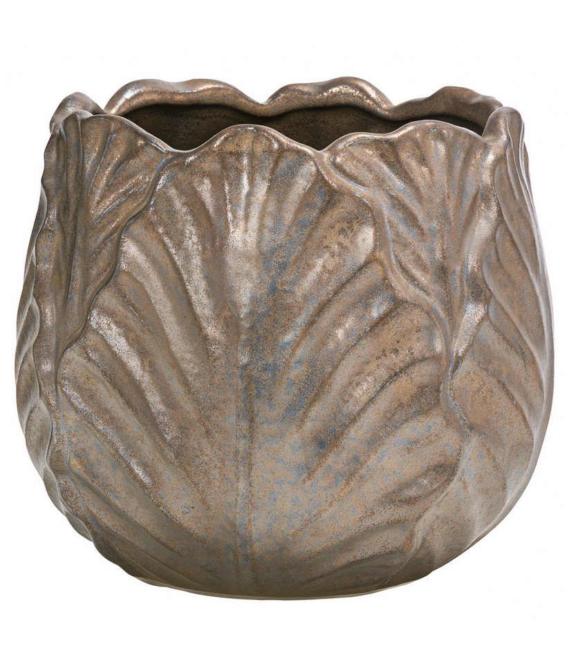 Dehner Übertopf Romaine, bauchige Form, Keramik matt, eleganter Indoor Blumentopf, mit bronzefarbenem Schimmer Bild 2
