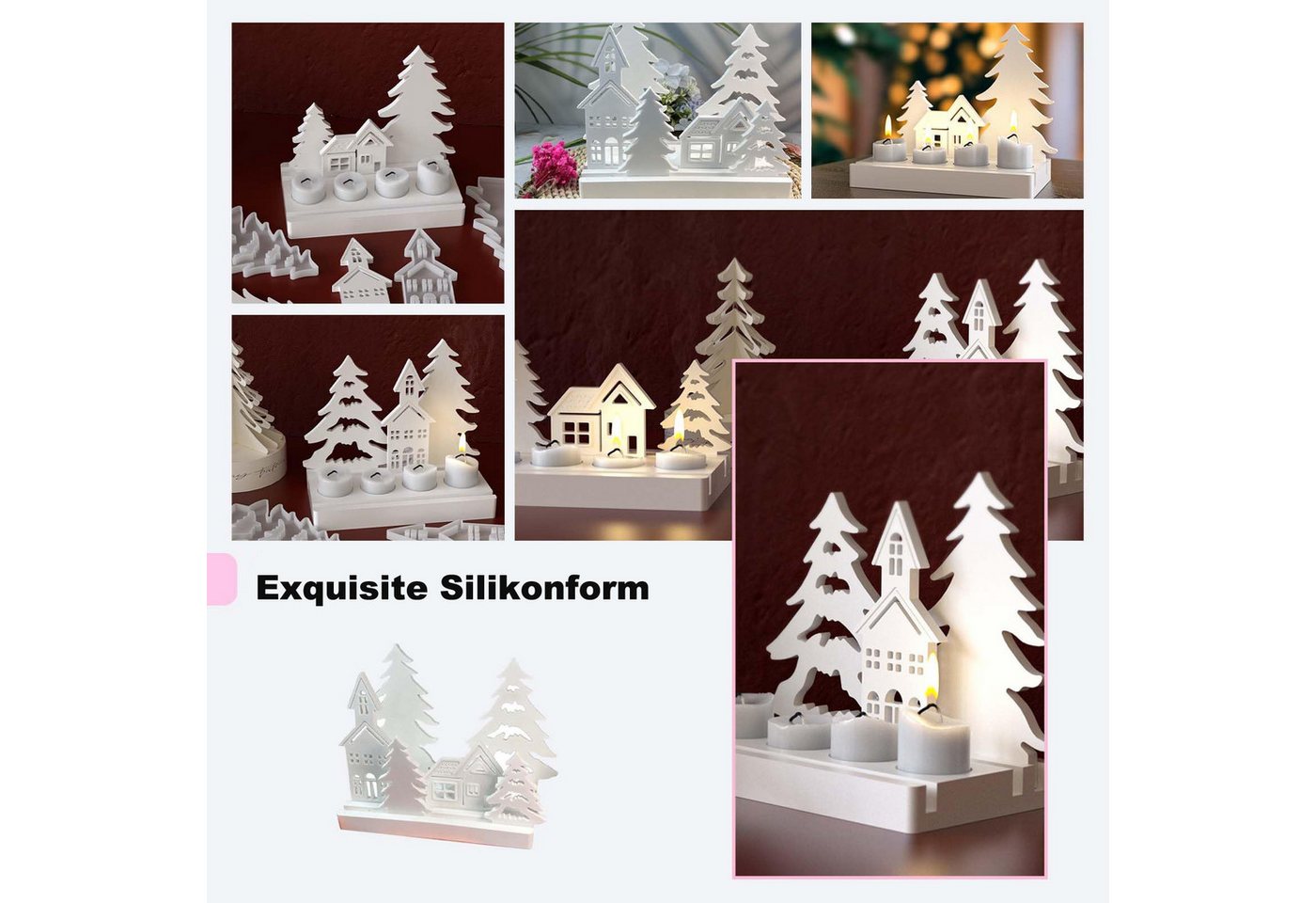 Bomiclss Modellierwerkzeug 7-teiliges Silikonform-Set Weihnachten – Kerzenhalter, Weihnachtsbaum, (7 St), DIY Gießformen für Epoxidharz und Gipsguss Bild 2