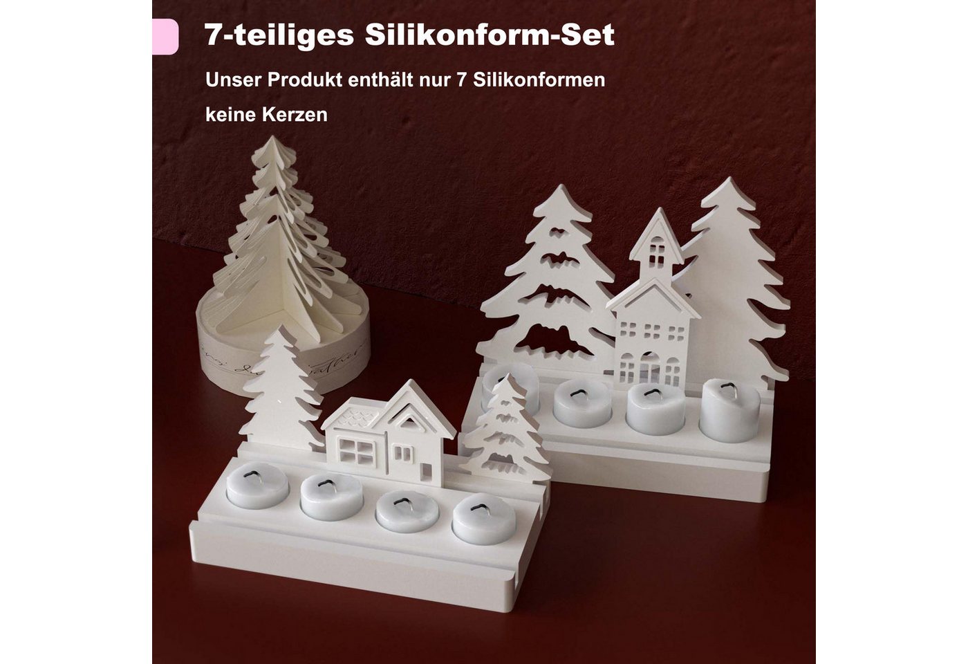 Bomiclss Modellierwerkzeug 7-teiliges Silikonform-Set Weihnachten – Kerzenhalter, Weihnachtsbaum, (7 St), DIY Gießformen für Epoxidharz und Gipsguss Bild 3