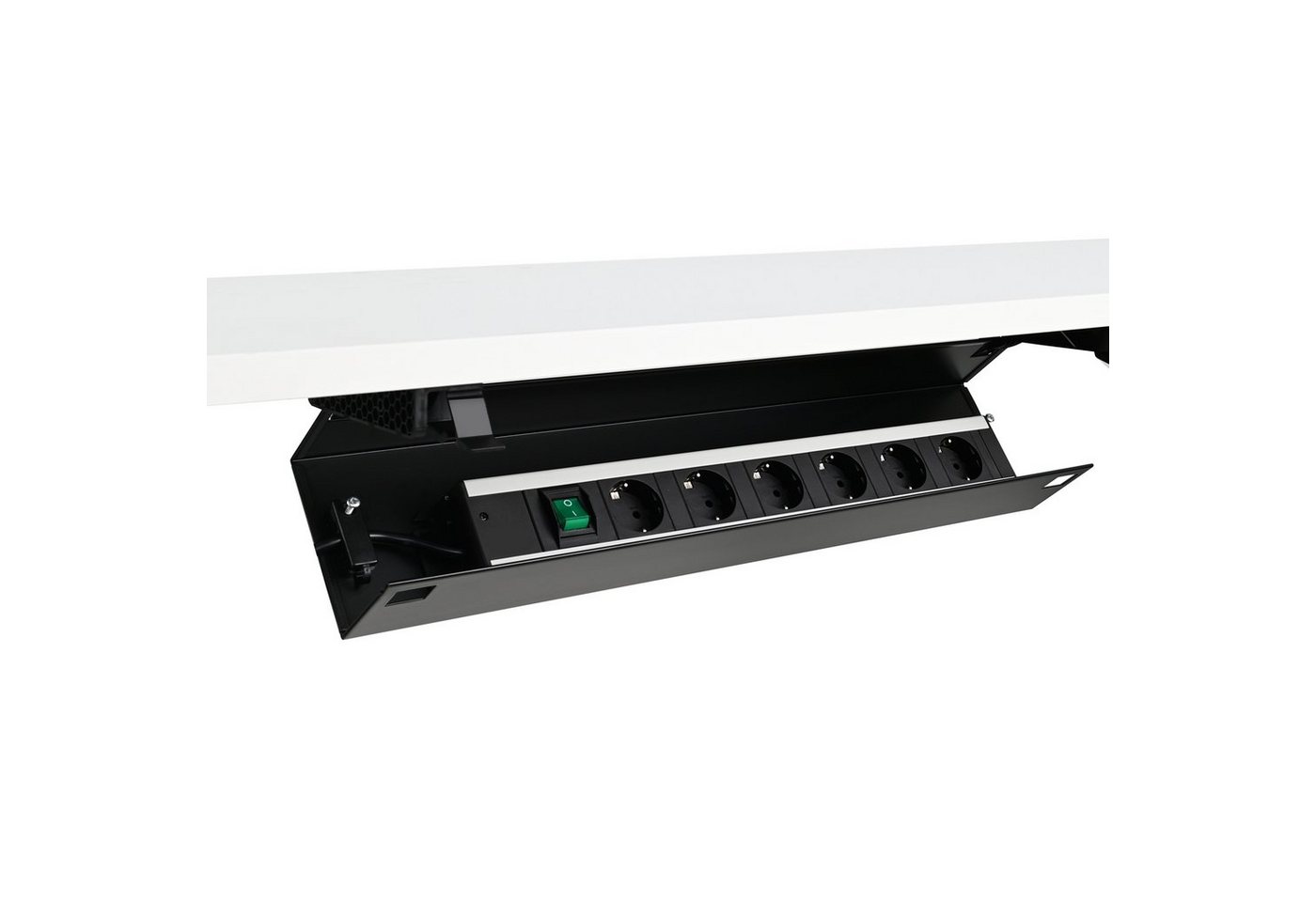 boho office® Kabelkanal, Kabelwanne 57 cm in schwarz, beidseitig klappbar mit viel Stauraum Bild 5