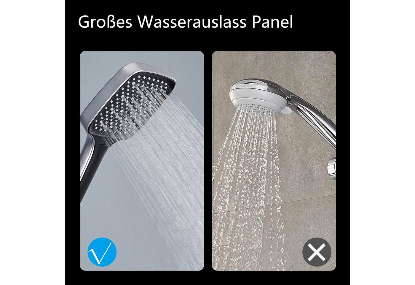 Sumerain Handbrause Groß Handbrause mit Schlauch 200 cm, (sparduschkopf, 2-tlg., duschschlauch mit duschkopf), 3 Jetypen Wasser spart Hochdruck Duschkopf Bild 4