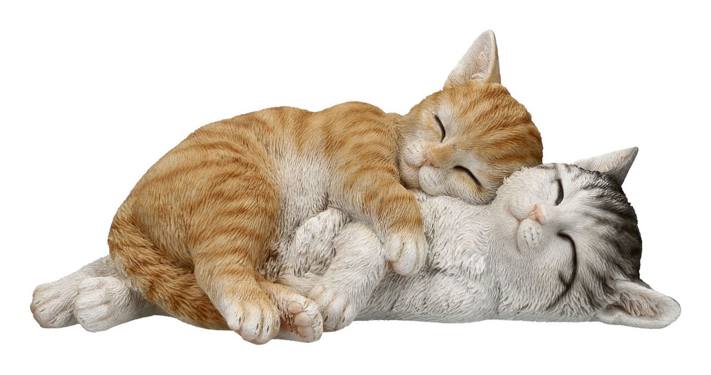 Figuren Shop GmbH Gartenfigur Katzenpaar Gartenfigur – Kuschelnde Kätzchen Katze 27 cm Dekofigur